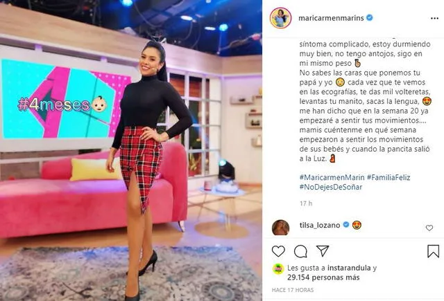 Maricarmen Marín feliz por sus 4 meses de embarazo. Foto: Maricarmen Marín/Instagram