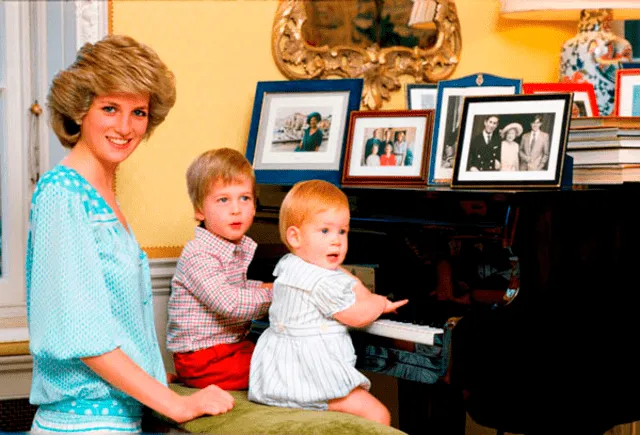 Lady Di y los príncipes William y Harry de pequeños.