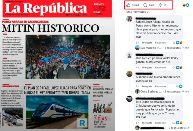 Interacción del post más viral en redes. Foto: Facebook  