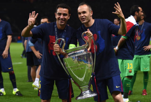 Xavi e Iniesta ganaron su última Champions juntos en el 2015. Foto: AFP
