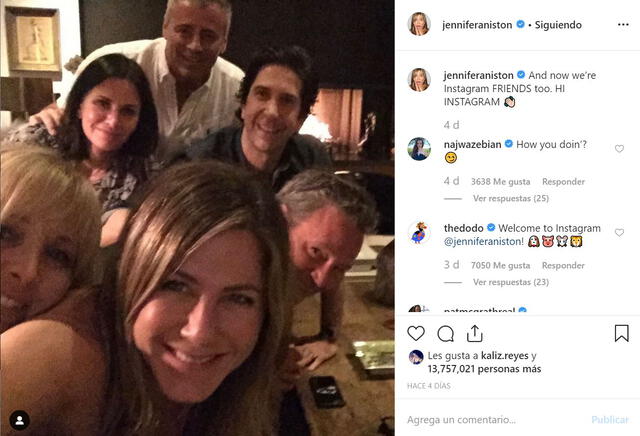 Primera publicación de Jennifer Aniston en Instagram
