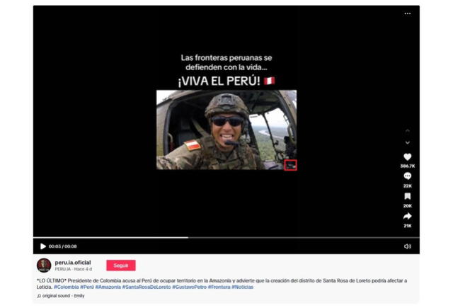 <em>Primer registro del video viral en la web. En rojo, la inscripción de "Veo 3". Foto: captura de TikTok</em>   