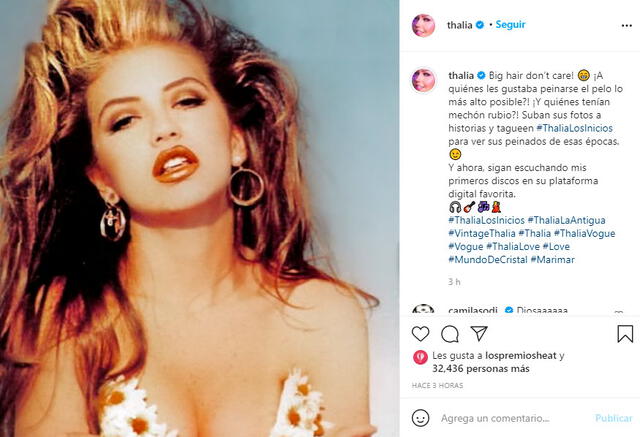 Thalía anunció que sus primeros discos ya están disponibles en la plataformas digitales y compartió una antigua fotografía. Foto: Thalía Instagram