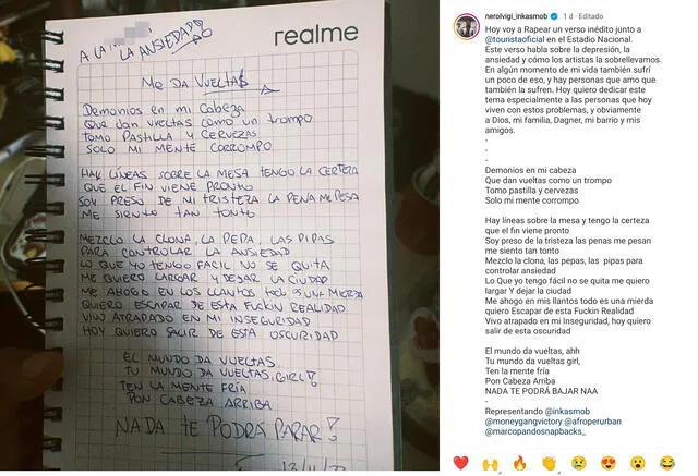 13.11.2022 | Nero Lvigi muestra el tema que cantó en el concierto de Bad Bunny. Foto: Nero Lvigi/Instagram