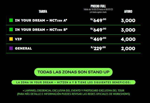  El precio de las entradas de NCT Dream Tour en Teleticket. Foto: Work Shows   