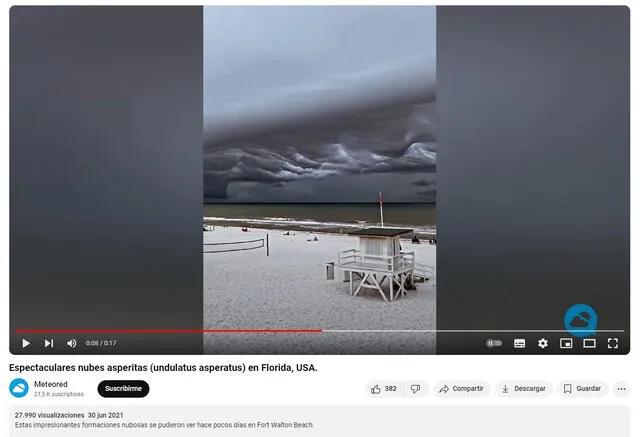 <em> La página Meteored dio a conocer de qué se trataba el fenómeno climático. Foto: captura de YouTube</em>   