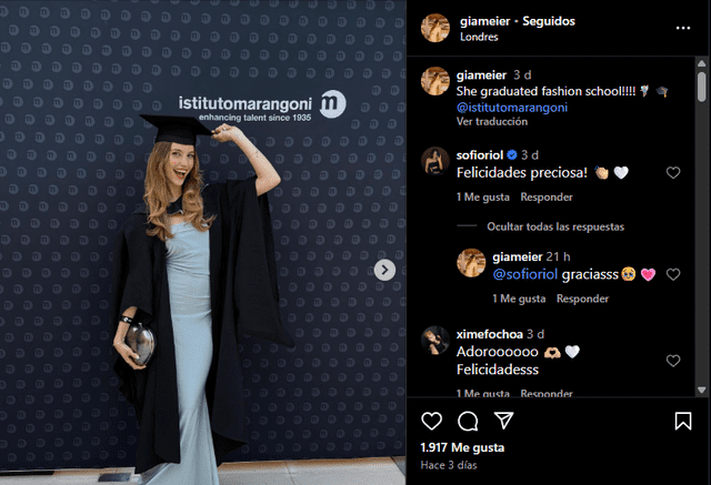 En la caja de comentarios, sus amistades felicitaron a Gia Meier. Sorprendió no ver mensaje de Christian Meier. Foto: Instagram. En la caja de comentarios, sus amistades felicitaron a Gia Meier. Sorprendió no ver mensaje de Christian Meier. Foto: Instagram.