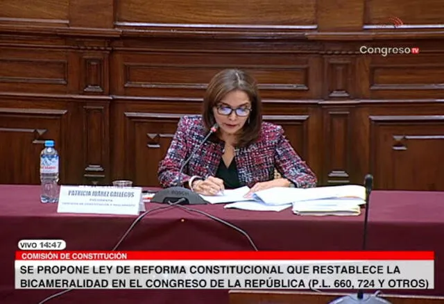 Comisión presidida por Patricia Juárez debatió proyecto para retorno de la bicameralidad. Foto: Congreso