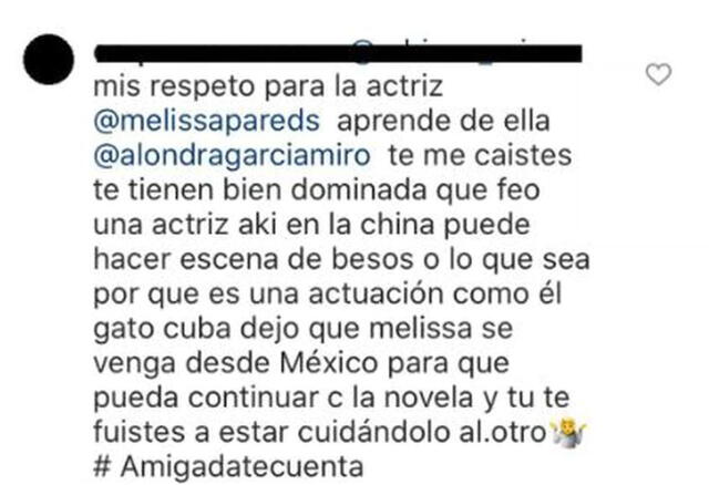 Alondra García Miró responde a usuaria de Instagram