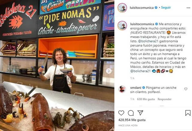 Luisito Comunica abre restaurante peruano en México. Foto: Luisito Comunica/ Instagram