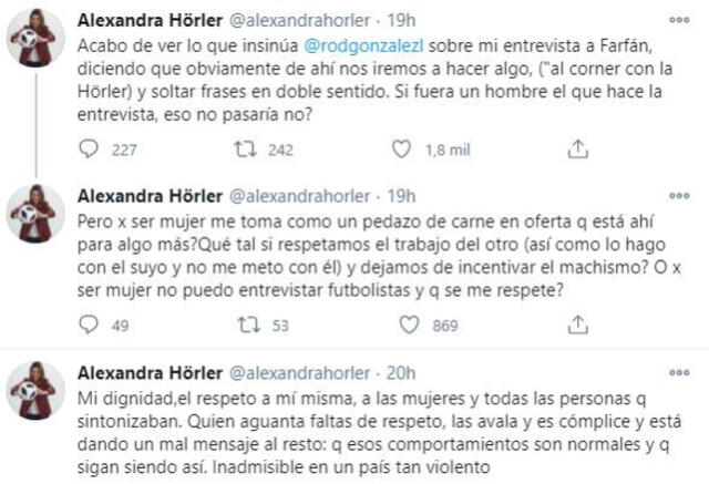 Alexandra Hörler rechaza comentario de Rodrigo González y lo tilda de machista