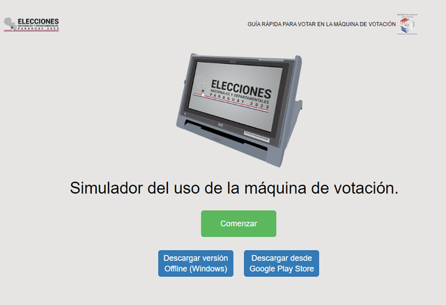  Así luce la página del simulador de votación para las Elecciones Generales del 2023. Foto: captura   