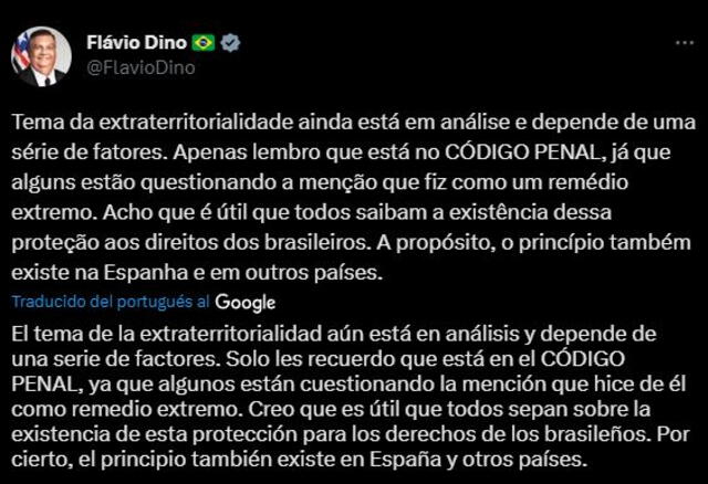 Flavio Dino deslizo la posibilidad de recurrir al principio de extraterritorialidad. Foto: Twitter @FlavioDino   