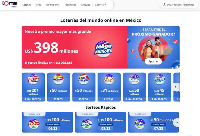  Una de las loterías más conocidas de Estados unidos sorteará este viernes más de 300 millones de dólares. Foto: TheLotter    