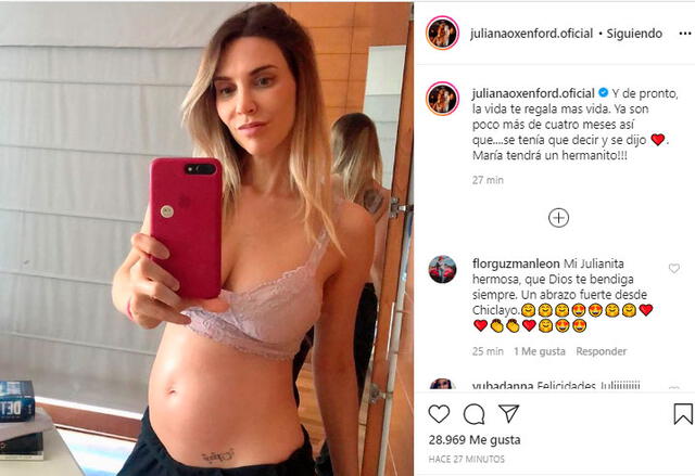 Juliana Oxenford confirma segundo embarazo  Foto: captura