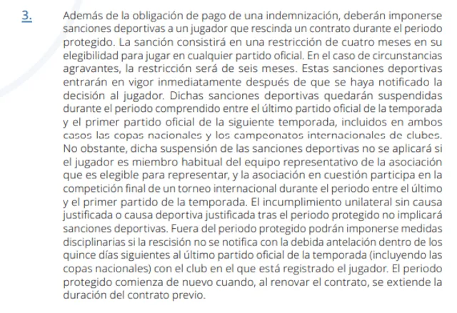 Consecuencias de rescindir contrato sin causa justificada. Foto: captura de FIFA.   