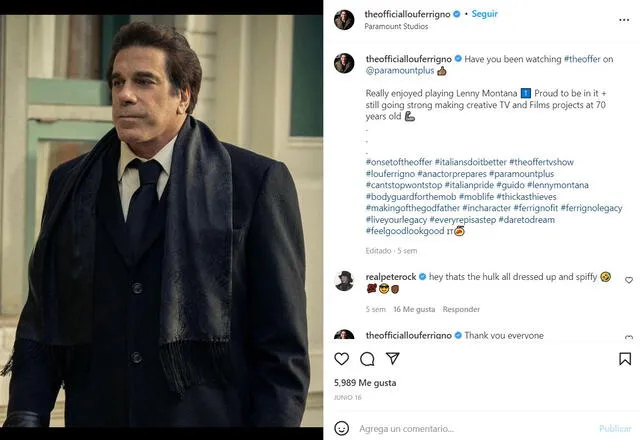 Lou Ferrigno en "The offer". Foto: @theofficiallouferrigno