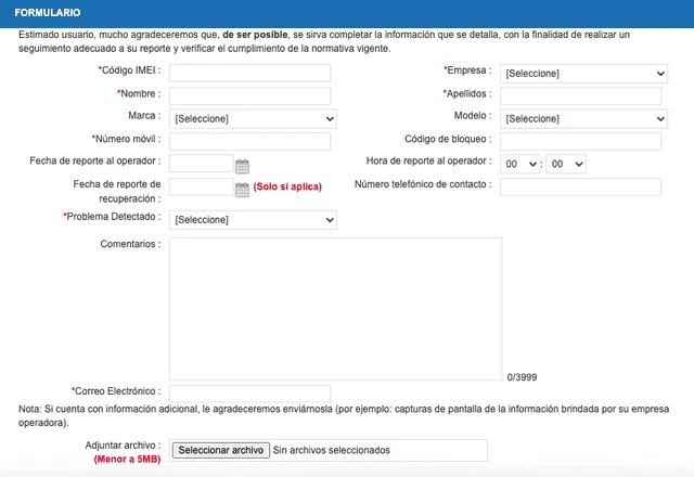 Checa tu.IMEI formulario