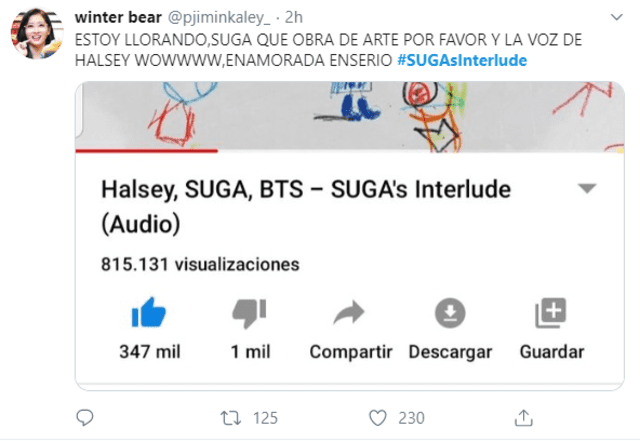 "SUGA's Interlude" de Halsey ft. Suga de BTS domina tendencias mundiales en Twitter.