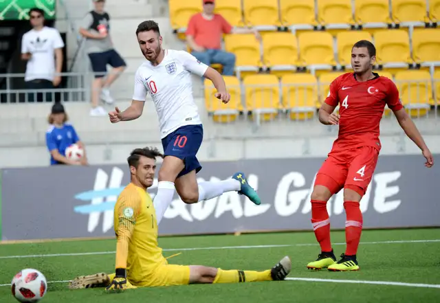 Ben Brereton jugando un partido con la selección sub-19 de Inglaterra en el 2018. Foto: AFP/Mikko Stig