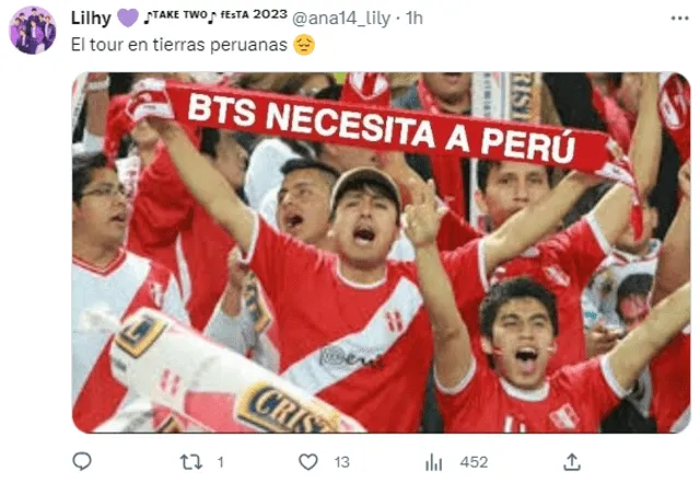  Reacciones de fans peruanos de BTS a la victoria de Perú frente a Corea. Foto: captura Twitter   