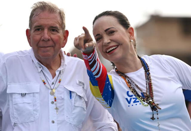 Ambos líderes opositores, Edmundo González y María Corina Machado, se encuentra actualmente resguardados ante las amenazas de detención por parte del régimen. Foto: AFP   