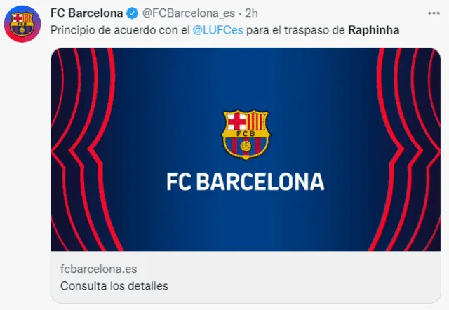 Publicación del FC Barcelona. Foto: captura de Twitter
