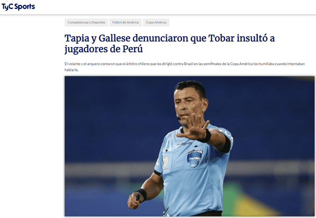 Tapia y Gallese contaron que el árbitro chileno que los dirigió contra Brasil los humillaba cuando intentaban hablarle. Foto: captura