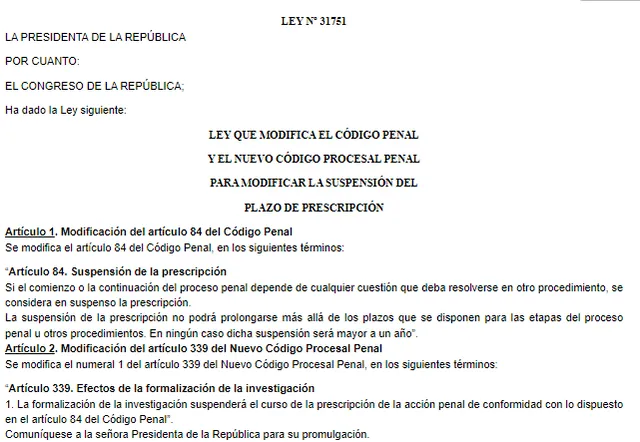  Ley promulgada este año. Foto: Captura El Peruano<br><br>   