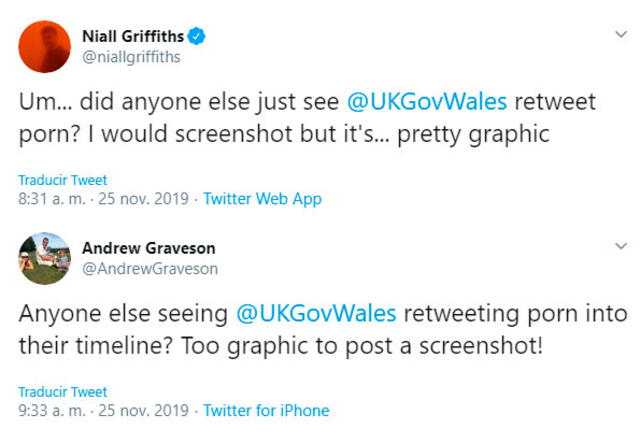 Incluso periodistas que cubren habitualmente los eventos del Gobierno galés calificaron de "demasiado gráfico" la polémica publicación. Foto: captura