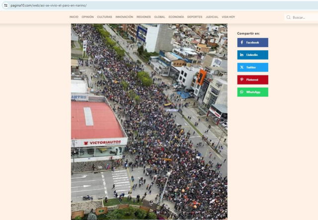 <em> La imagen fue difundida ese mismo día por el medio Página 10. Foto: captura de Google</em>   