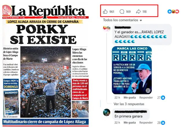 La otra falsa portada de un mitin organizado por Rafael López Aliaga. Foto: Facebook   