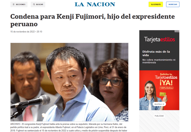 Así informó la prensa internacional sobre la sentencia de prisión a Kenji Fujimori.