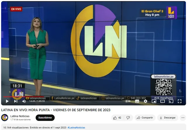  La imagen original de Fátima Aguilar data de septiembre de 2023. Foto: captura / YouTube / Latina Noticias.   