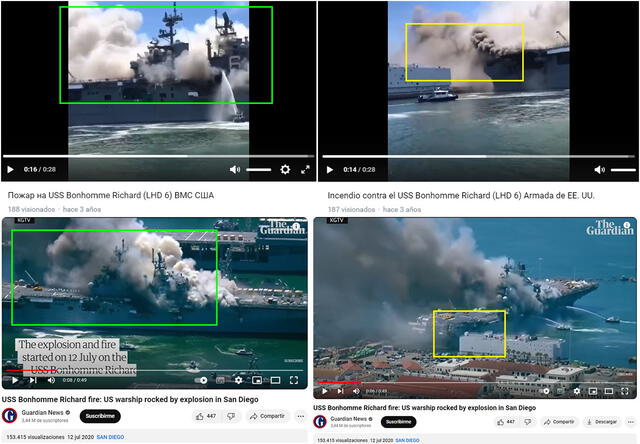  Video no fue grabado en el Mar Rojo, sino en Estados Unidos. Foto: capturas / VK (arriba) / The Guardian (abajo).    