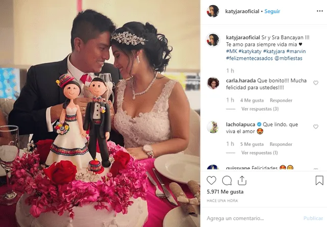 Katy Jara publicó una foto de su boda con un tierno mensaje.