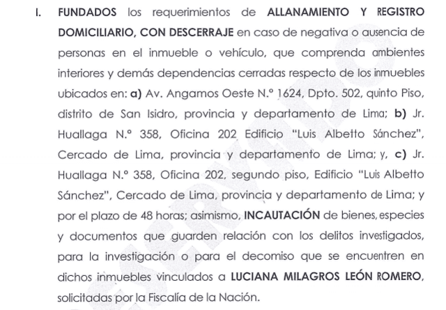 Resolución contra Luciana León.