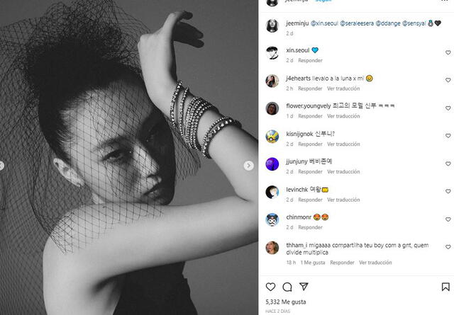 Modelo Ji Min Joo en Instagram. Foto: captura