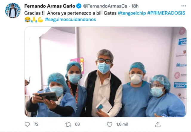 Fernando Armas recibió primera dosis de vacuna contra la COVID-19: “Seguimos cuidándonos”