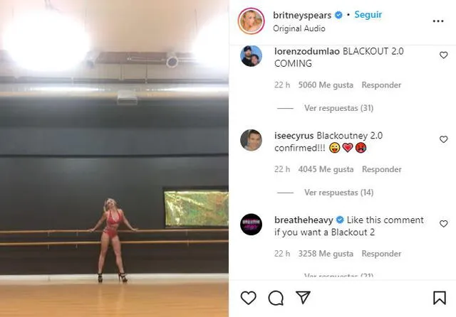 Reacción de los fanáticos después del video de Britney Spears. Foto: Instagram Britney Spears