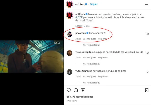 El comentario de Paco Tous en el tráiler de "La casa de papel: Corea".