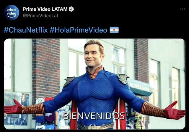 Amazon Prime Video envía irónico mensaje a Netflix