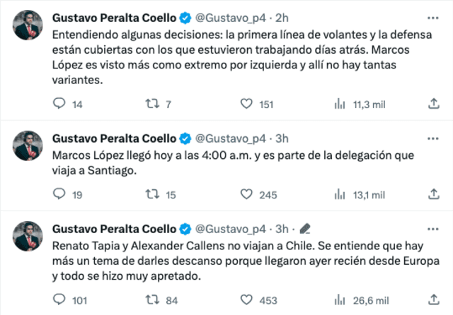 Motivo para incluir a López en el viaje a Santiago. Foto: Twitter   