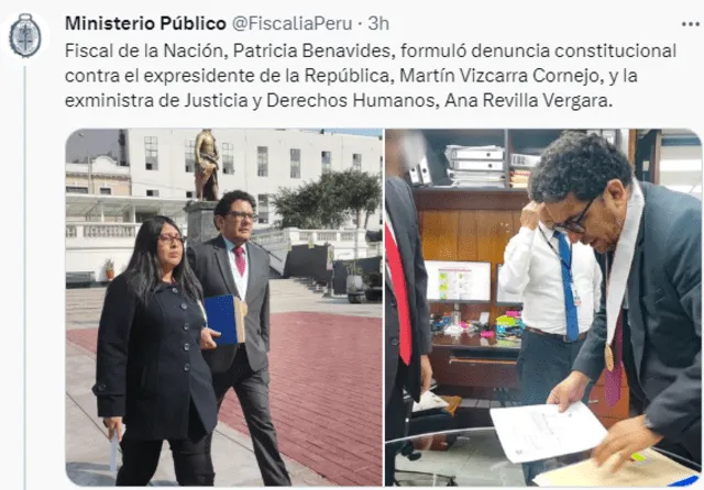 La Fiscal de la Nación presentó una denuncia constitucional contra Martín Vizcarra. Foto: captura Fiscalía.   