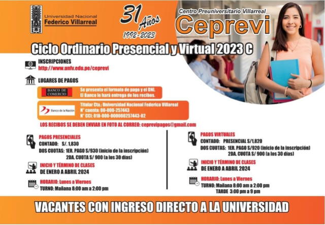  Centros preuniversitarios ofrecen vacantes directas de acuerdo a desempeño académico. Foto: UNFV/Facebook   