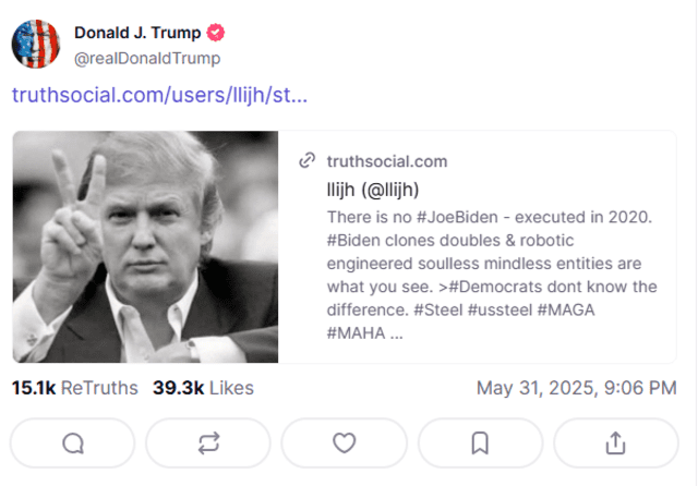 Trump ha criticado a Biden en numerosas oportunidades en su red social. Foto: Captura Truth Social. Trump ha criticado a Biden en numerosas oportunidades en su red social. Foto: Captura Truth Social.