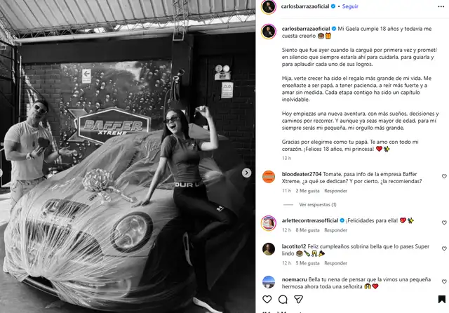 Gaela Barraza recibe emotivo mensaje de su papá. Foto: Instagram   