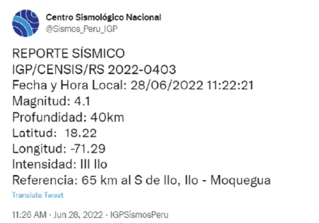 Sismos en Perú