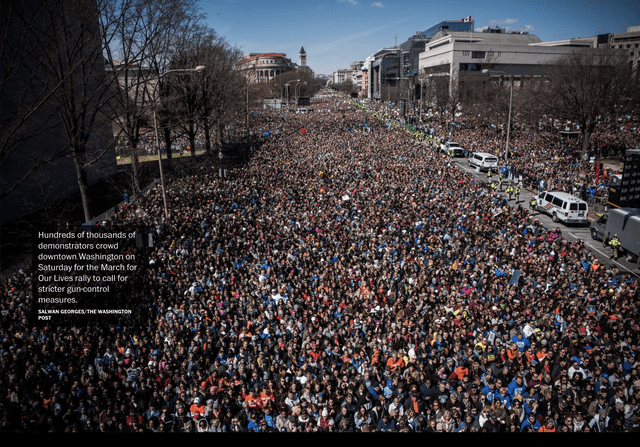 El portal estadounidense compartió una galería de fotos de la marcha contra las armas ocurrida en marzo de 2018. Foto: captura en The Washington Post / Salwan Georges