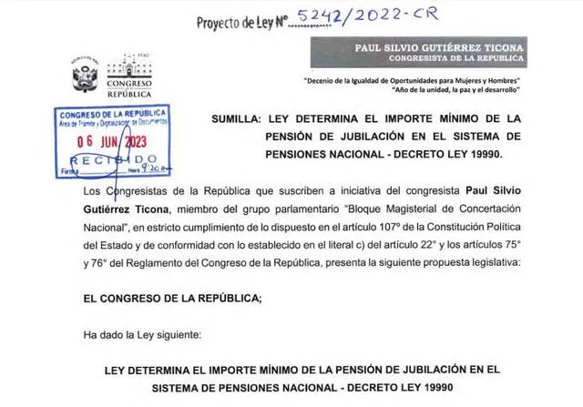 Proyecto lleva la firma del congresista Paul Gutierrez de Bloque Magisterial. Foto: captura Congreso.pe   
